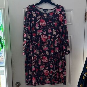 Dear Deer Long Sleeve Black and Pink Dress